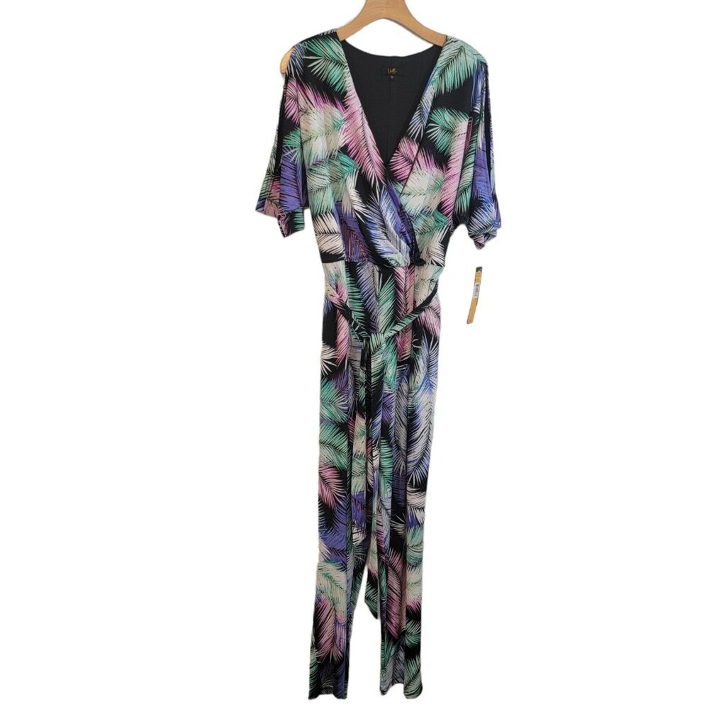 ILE New York Jumpsuit Pantsuit Floral Cold Shoulder‎ Size 16 Belted NEW NWT